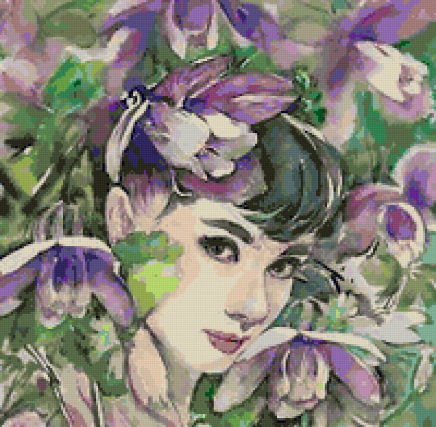 в сиреневых тонах - люди, девушка, цветы, красота - предпросмотр