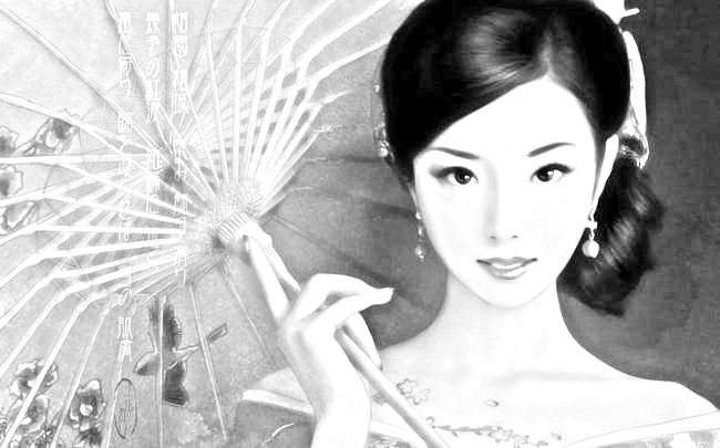 под зонтом - девушка, кросота, азия, восток, люди - оригинал