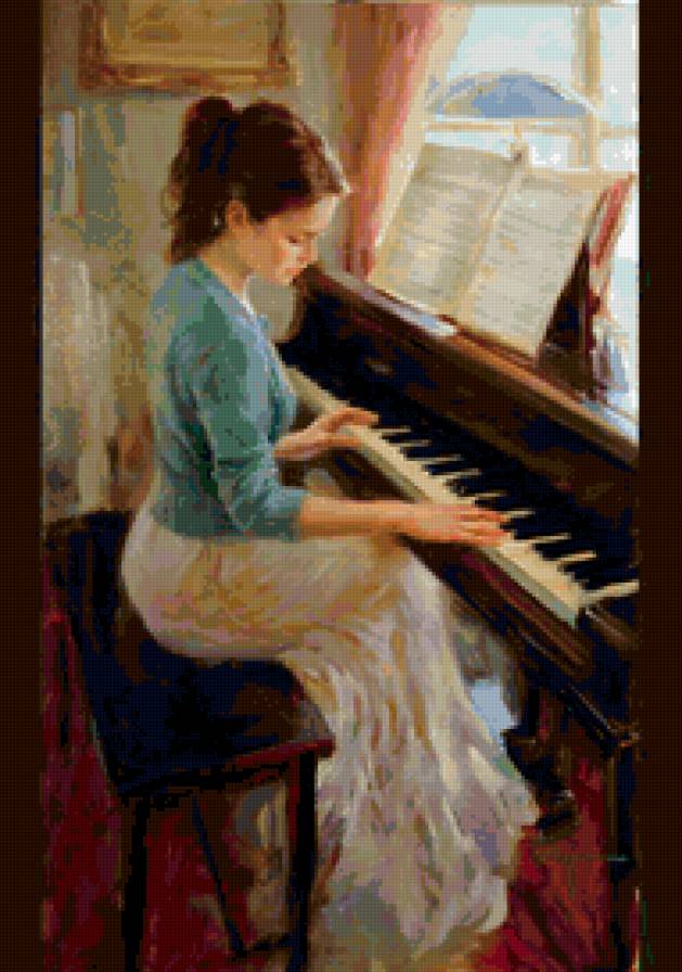 Пианистка. Волегов. - волегов, женщина, девушка, картина, живопись - предпросмотр