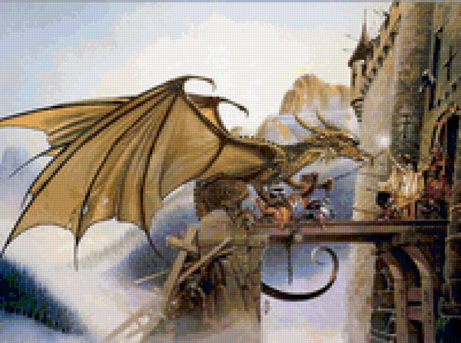 Битва с драконом - битва, средневековье, дракон, сражение - предпросмотр