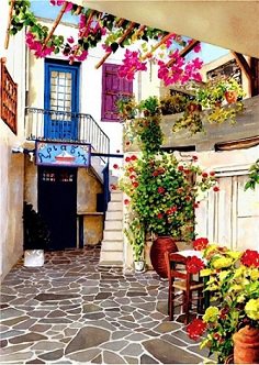 Греческая улочка - греция - оригинал