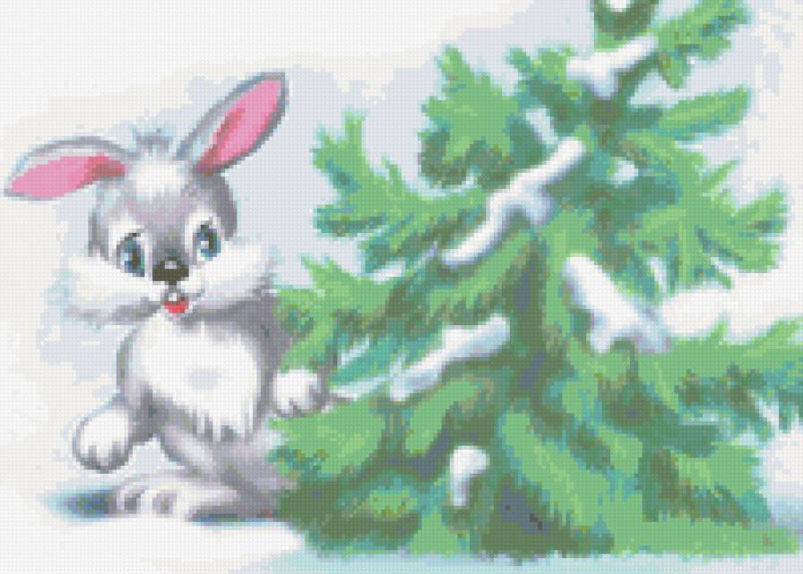 елка и зайченок - с новым годом - предпросмотр