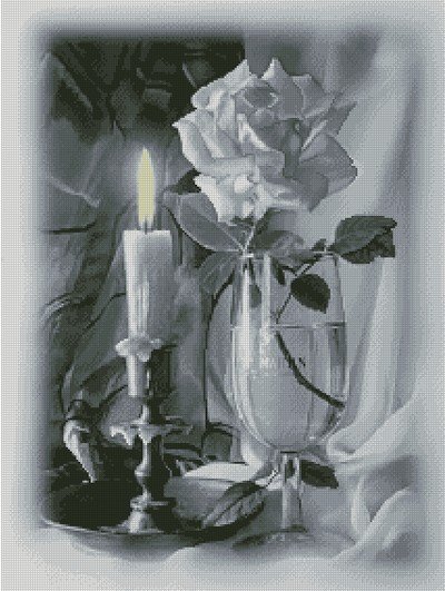 Роза и свеча - натюрморт, монохром, свеча, роза - оригинал