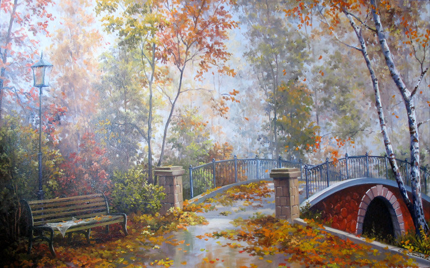 №149455 - листва, осень, парк, туман - оригинал