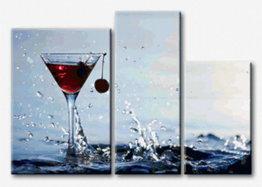 вино и капли воды - модульная картина - предпросмотр