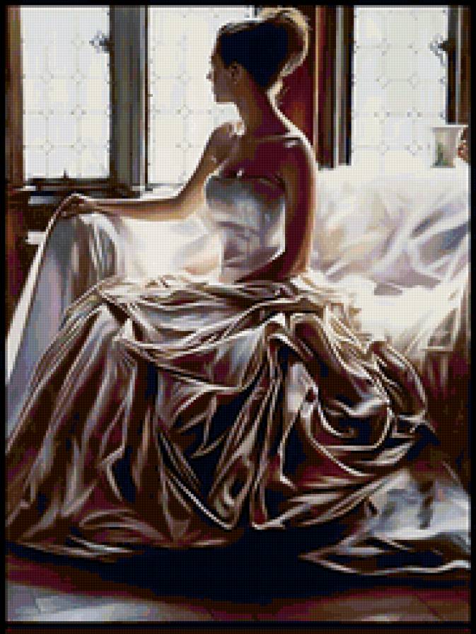 Девушка - окно, девушка, живопись - предпросмотр