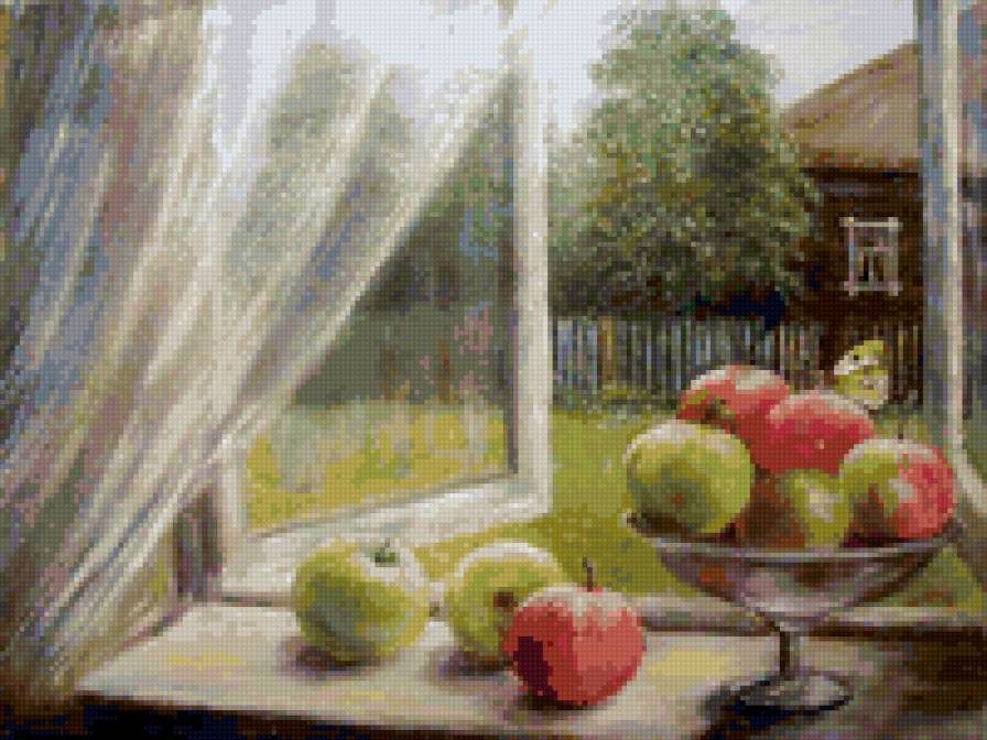 Натюрморт - натюрморт, красота, деревня, яблоки, живопись - предпросмотр