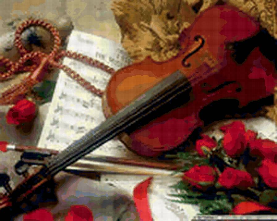 скрипка - музыка, розы, скрипка - предпросмотр