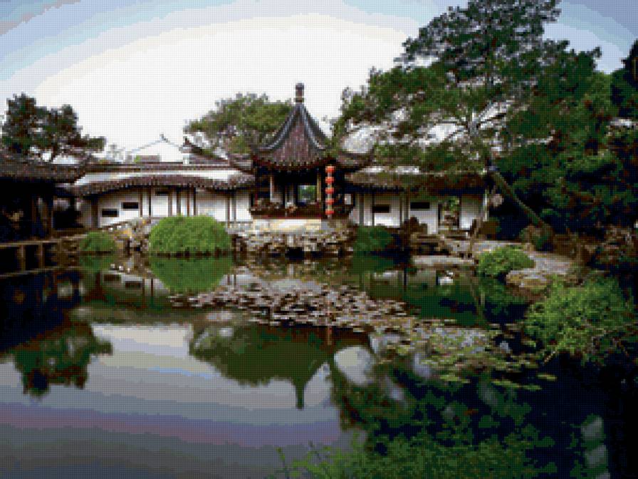 Восток - пруд, пагода, восток - предпросмотр