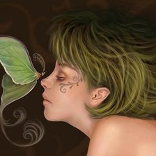 Схема вышивки «зеленая бабочка»