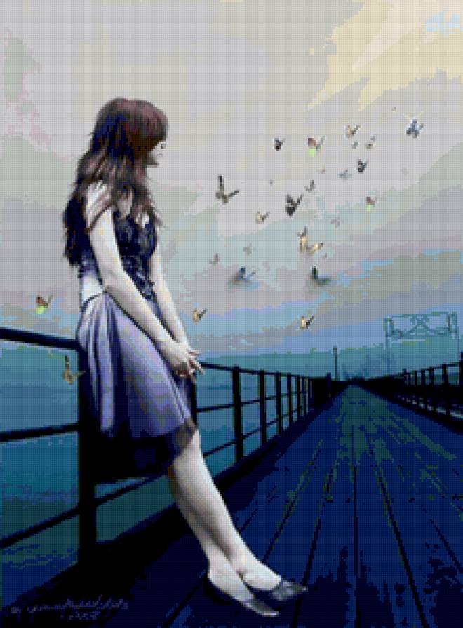 Девушка - девушка, мост - предпросмотр