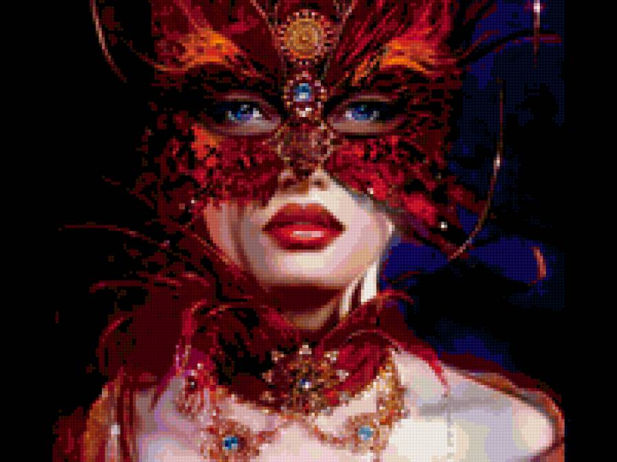 Девушка в маске - девушка, фентези, карнавал, маска, маскарад - предпросмотр