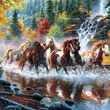 Схема вышивки «Кони»