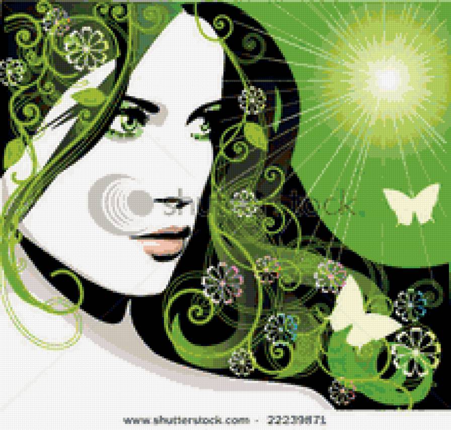 №150558 - бабочка, девушка, лицо - предпросмотр