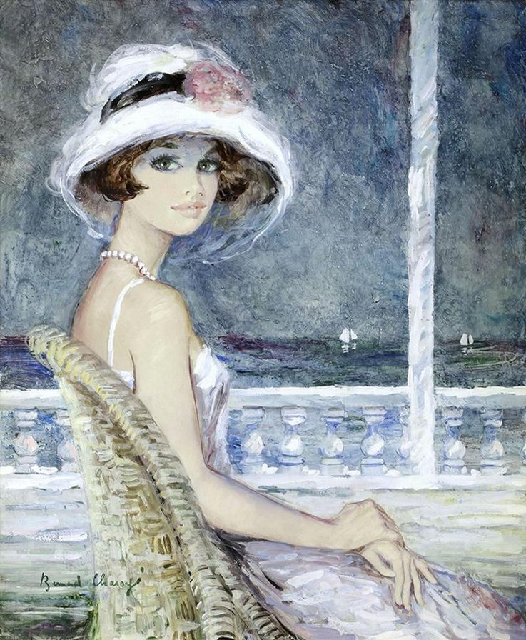 Милое ретро - женский образ, живопись - оригинал