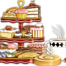 Оригинал схемы вышивки «Кофе с пирожными» (№151317)