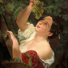 Оригинал схемы вышивки «Девушка с виноградом.» (№151326)