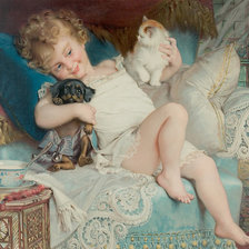 Схема вышивки «Дети и животные.»