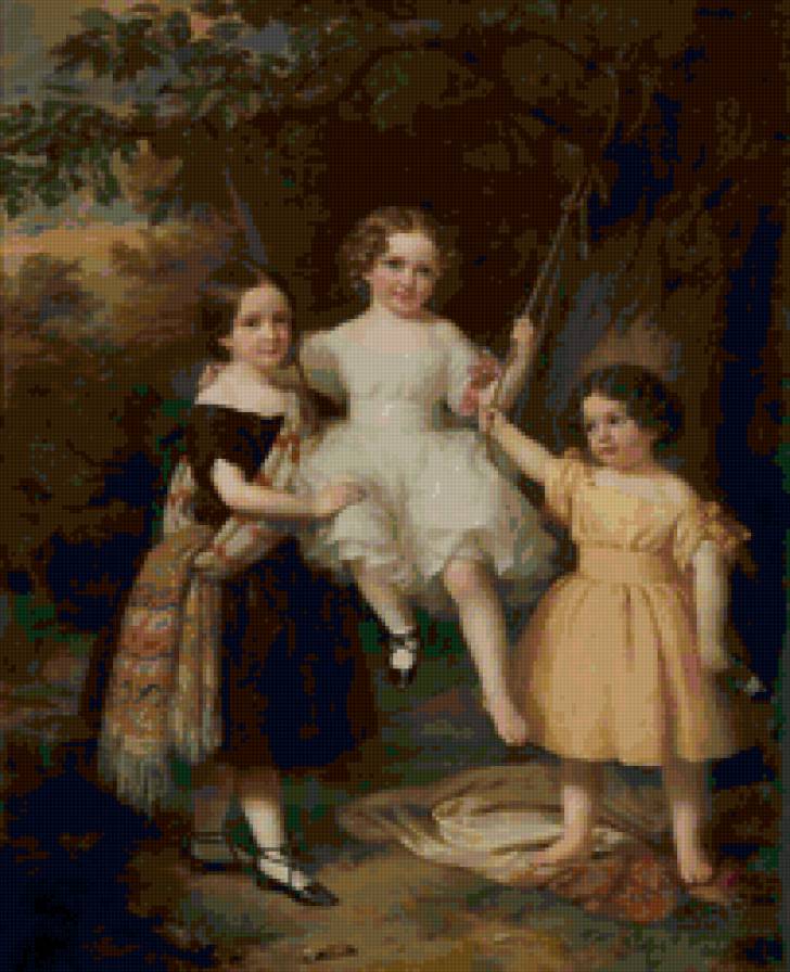 Подружки - качели, девочки, дети - предпросмотр