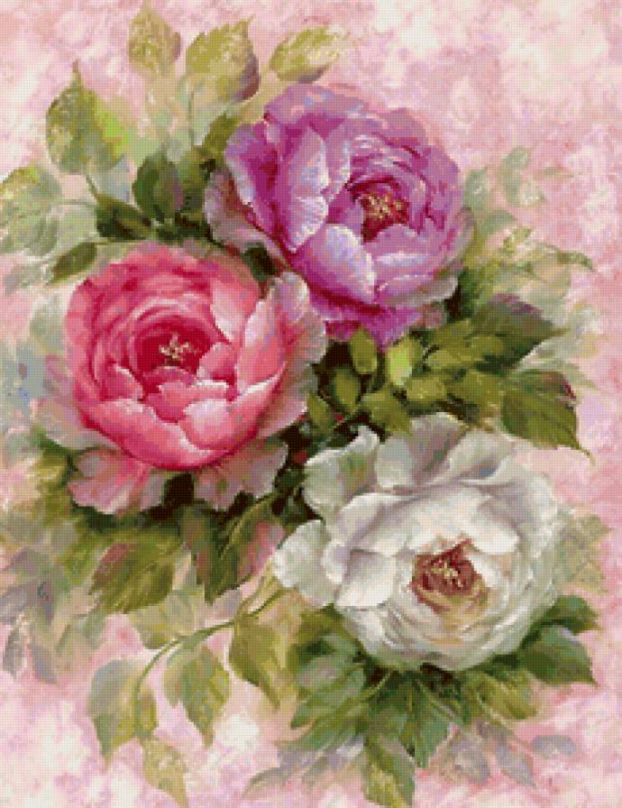 Красивейшие пионы (открытка) - винтаж, цветы, букет, растения - предпросмотр