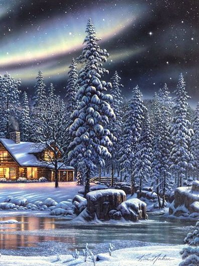 Триптих Зима (2 ч середина) - замок, красота, пейзаж, зима, сказка - оригинал