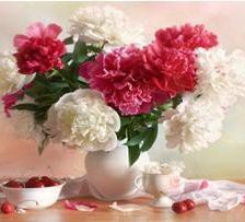 Схема вышивки «Пионы с вишней»