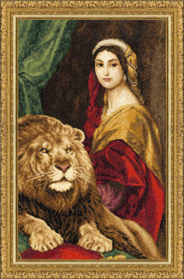 Дама со львом - лев, дама, картина - оригинал