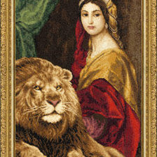 Оригинал схемы вышивки «Дама со львом» (№152028)