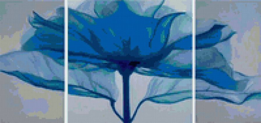 Голубой цветок - цветы, триптих - предпросмотр