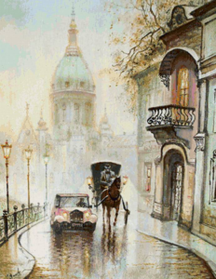 №152248 - дом, карета, туман, осень, авто, улица - предпросмотр