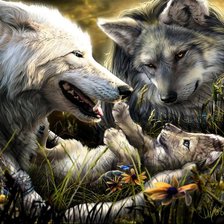 Схема вышивки «Волчье семейство»