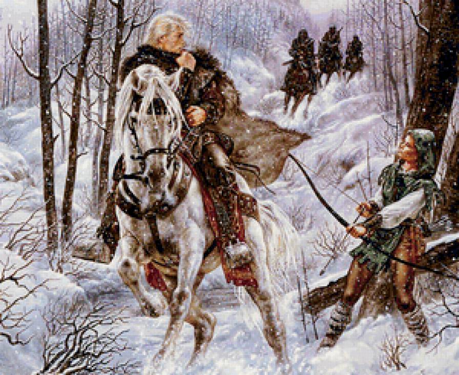 Рыцарь и лучница (общая картина) - картина, любовь, фентази, красота, иллюстрация, пара - предпросмотр