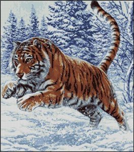 Большие кошки - тигр, кот, лес, зима, снег - оригинал