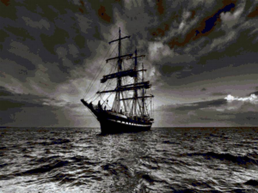 Серия "Черно-Белое" Корабль - вода, черно-белая картинка, море, корабль - предпросмотр