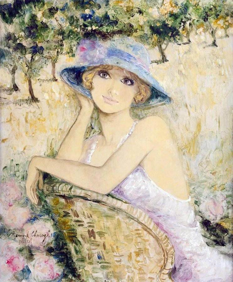 Милое ретро - живопись, женский образ - оригинал