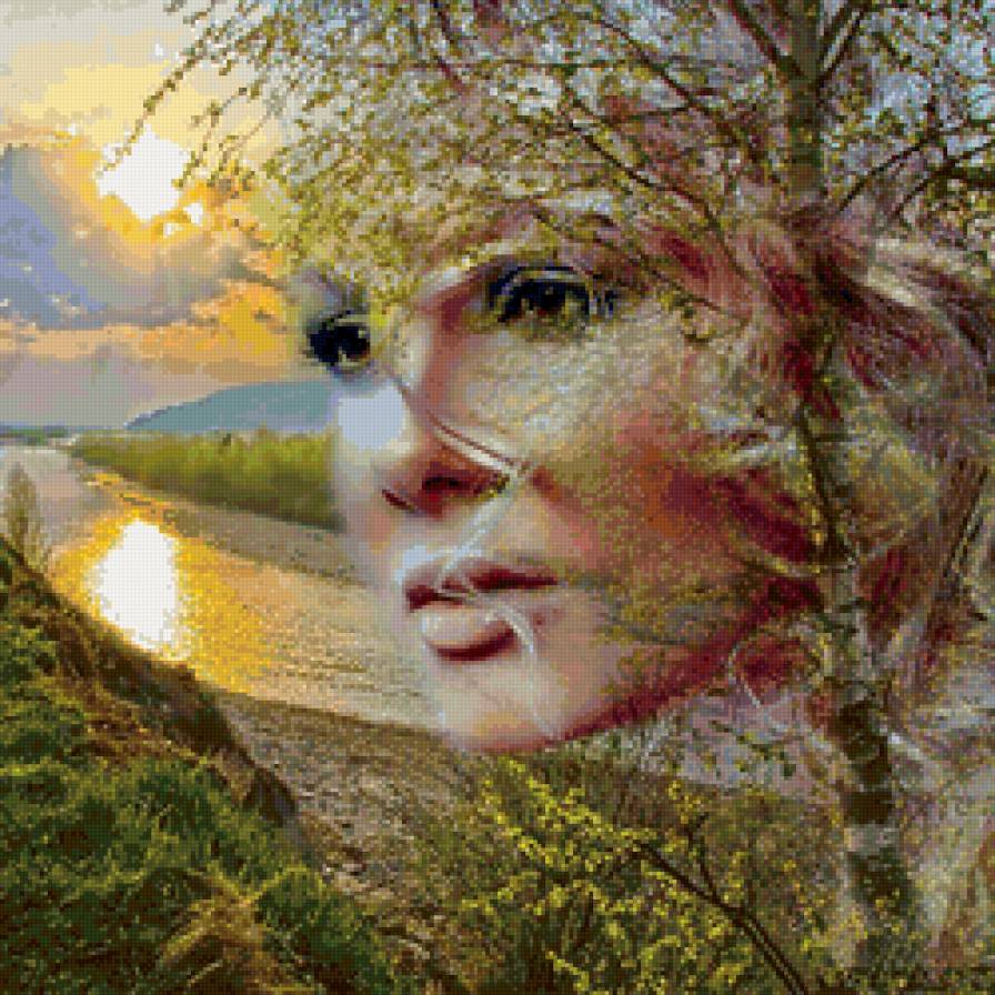 Девушка - девушка, живопись, пейзаж - предпросмотр