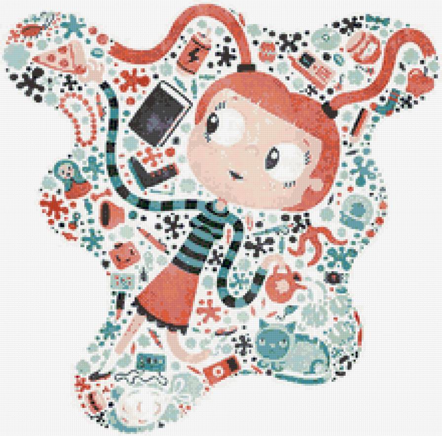 девочка и кошка - кошка, девочка, комикс - предпросмотр