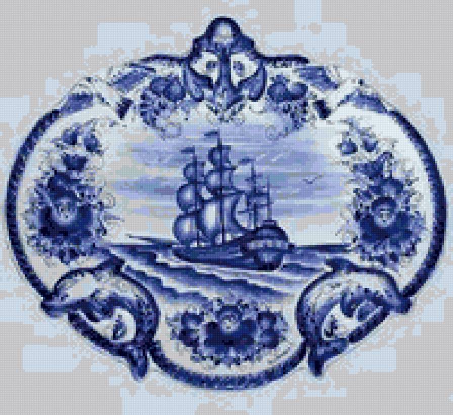 Кораблик - гжель - предпросмотр