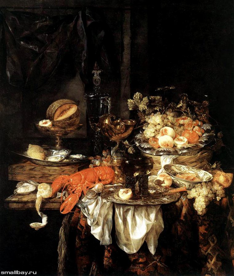 Бейерен Абрахам ван. Натырморт с омаром. - натюрморт, фрукты. - оригинал