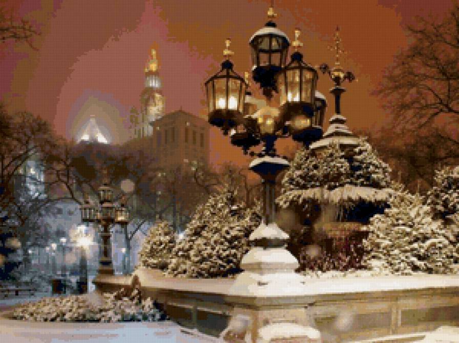 №154280 - фонарь, нью-йорк, снег, парк, зима - предпросмотр