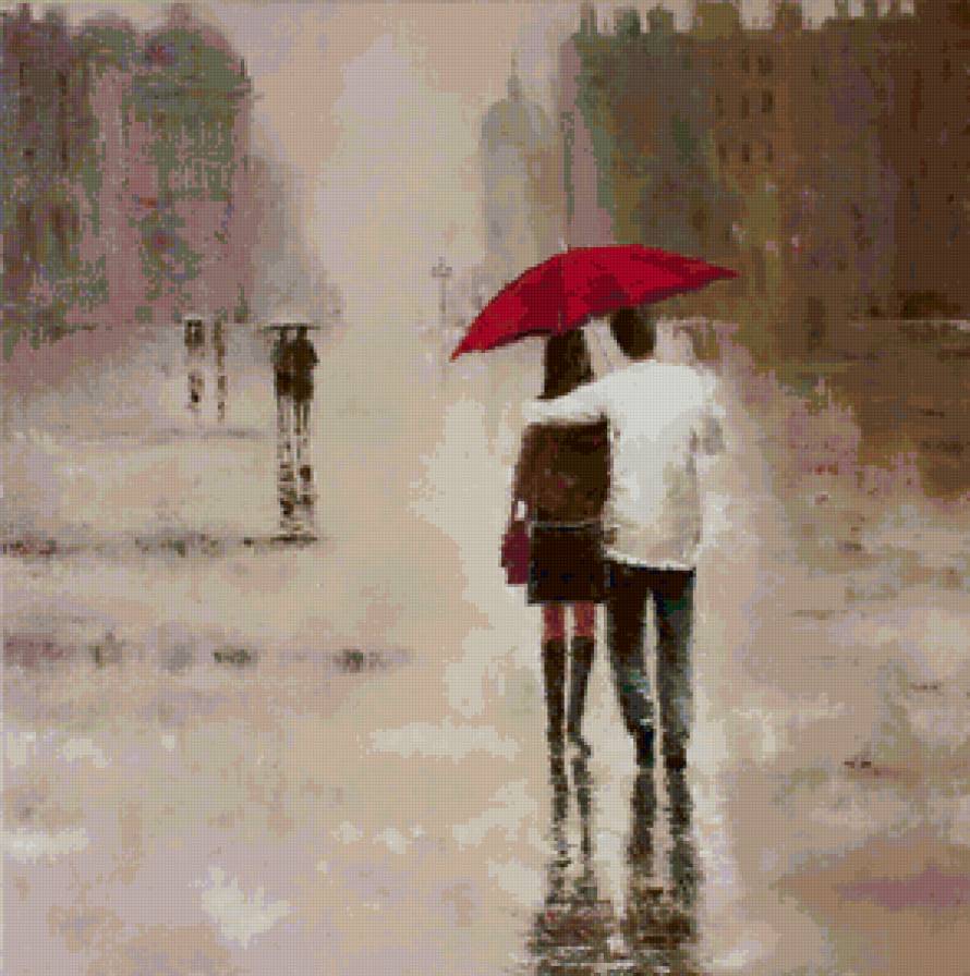 №154385 - дождь, зонтик, пара - предпросмотр