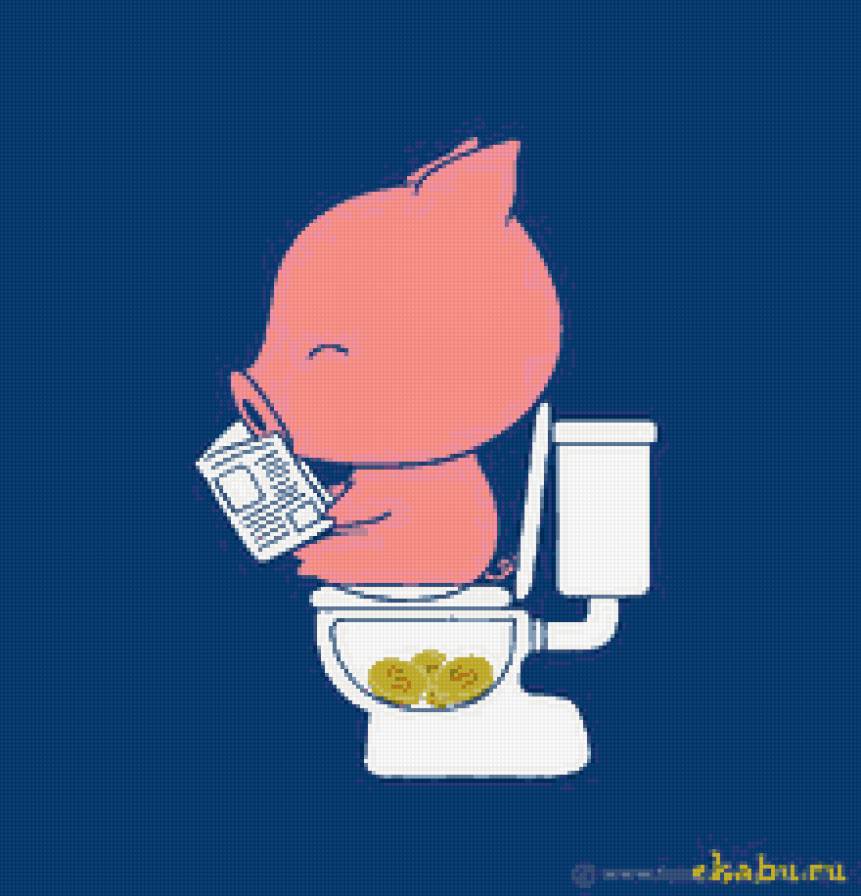 свинья-копилка - копилка, свинья, поросенок, деньги, туалет - предпросмотр