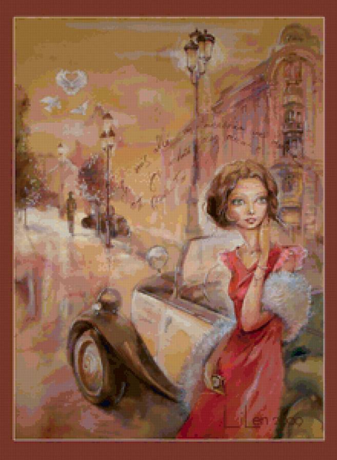 Ретро - дом, машины, девушка, пейзаж, город - предпросмотр