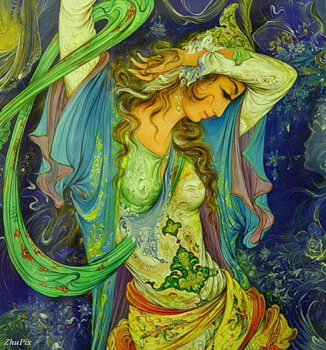 Девушка в узорах - девушка - оригинал