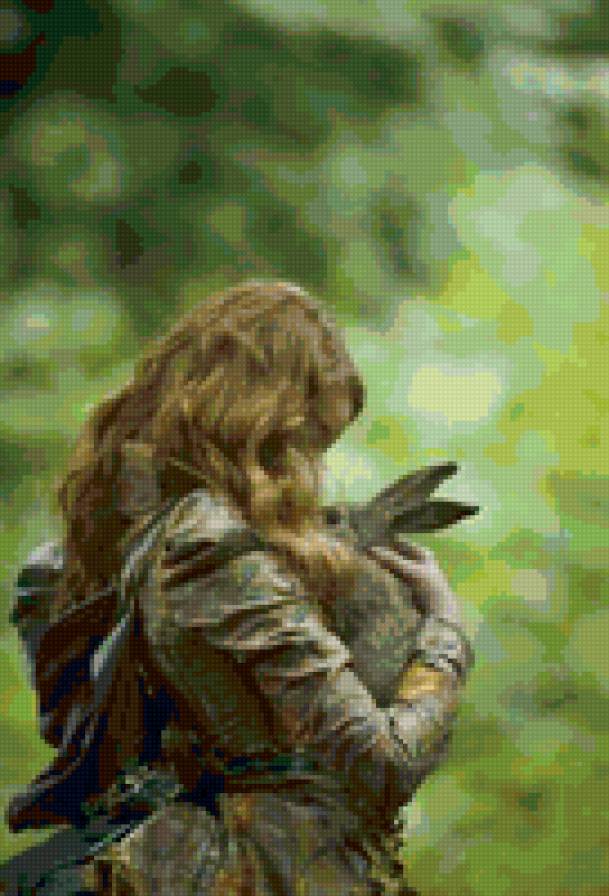 Девочка и кролик - предпросмотр