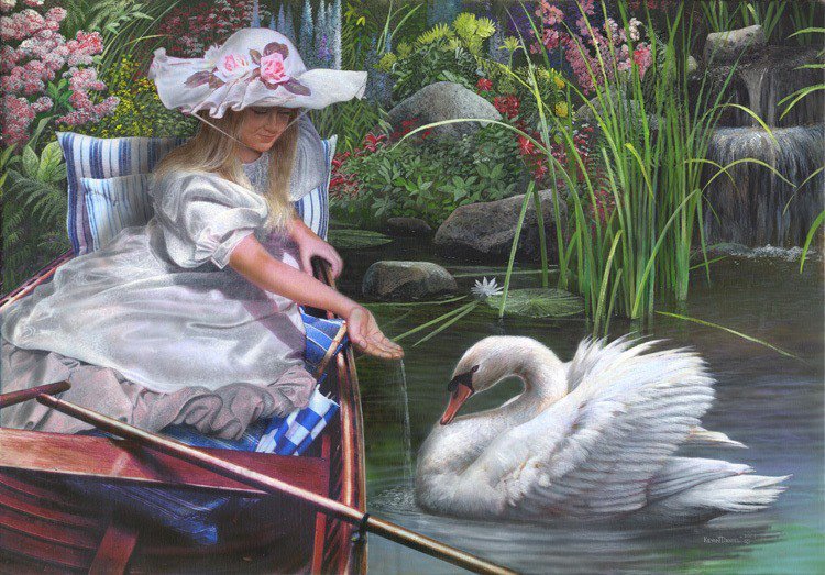 Серия "Лебеди" Девочка и лебедь - девочка, птица, лебедь - оригинал