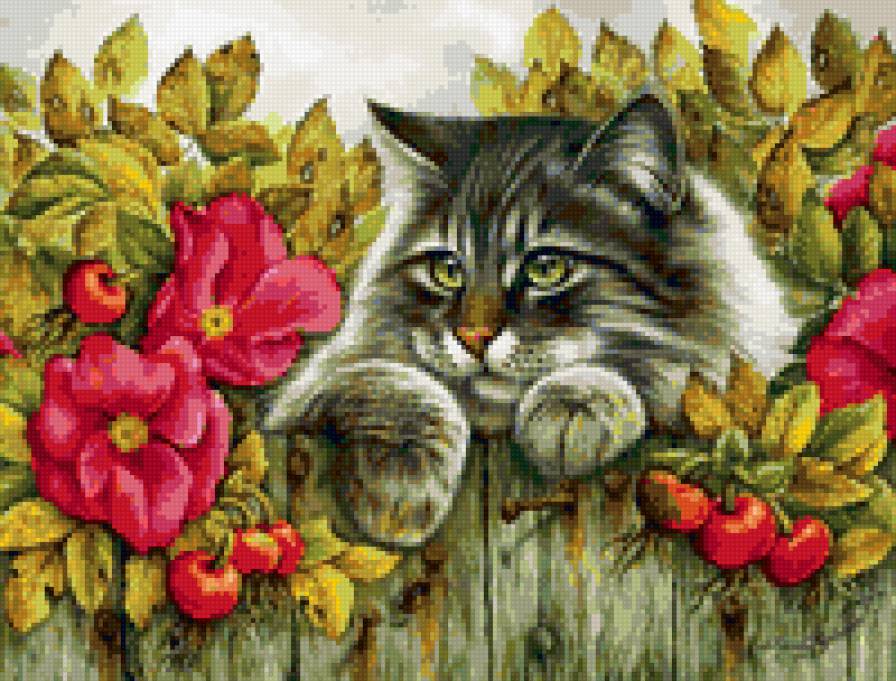 котофей - цветы, кот - предпросмотр