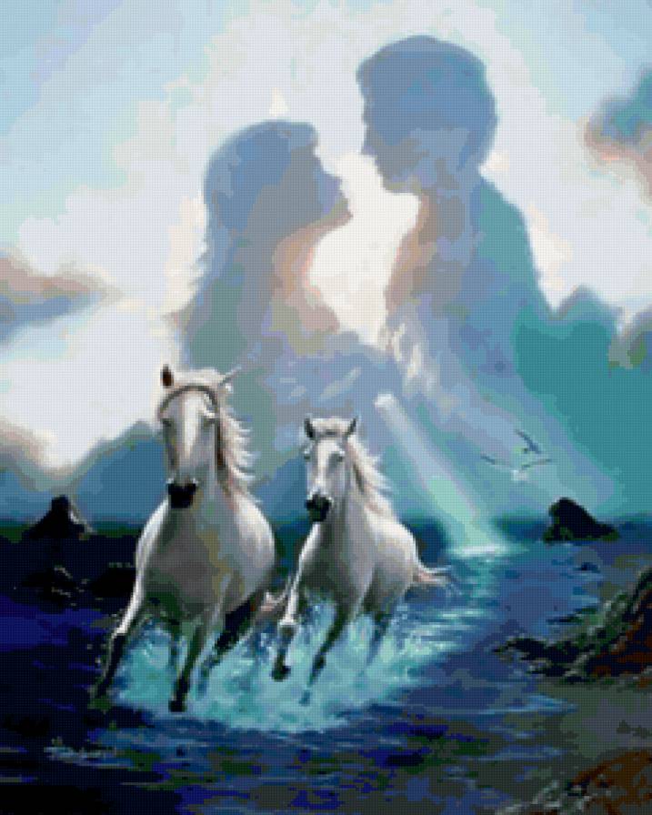 лошади - любовь, двое, лошади - предпросмотр