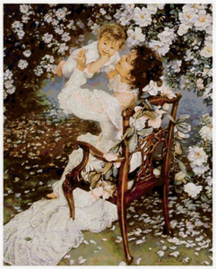 №155800 - ребенок, детя, мать, цветы - предпросмотр