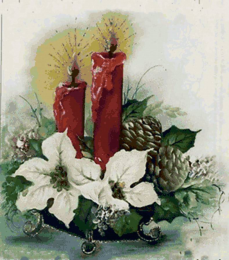 рождественская свеча - цветы, свеча - предпросмотр